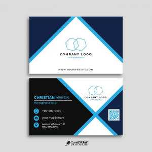 Abstract Flat blue business card vector template
