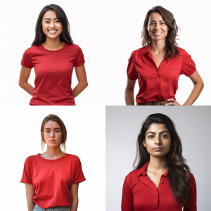 commercial photography women wearing red shirt in a white background high quality detailed free image