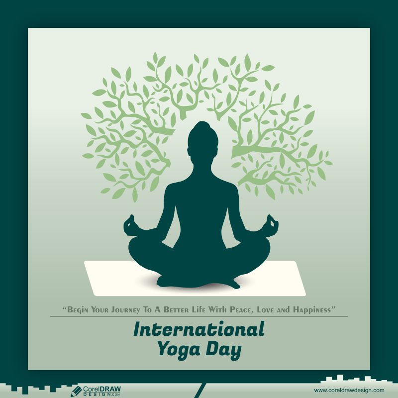 nature tree leaf with yoga poster design template vector