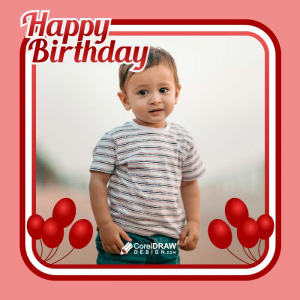 Beautiful Gradient Happy birthday photo frame holder card vector