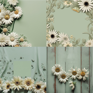Banner with pale sage green background with photorealistic flower high quality detailed free image