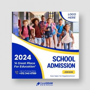 Simple Minimal Elegant Blue school admission poster vector