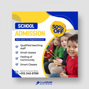 Elegant Blue school admission poster vector
