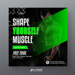 Abstract Green Gym fitness workout poster vector