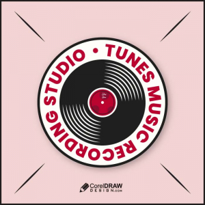 Vintage music recording studio cassette disc company logo free vector