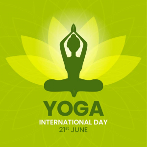 Simple international Yoga day lotus wishes card free vector