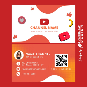 Youtube Channel Visiting card with Qr code And Photo Vector Template Design Download For Free