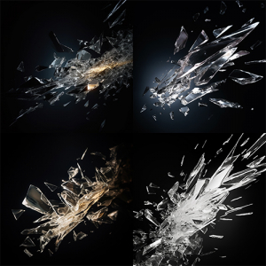 Shards of glass flying at hyper speed with motion blur effect free high quality stock image