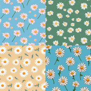 Simple cartoon daisy pattern collection free high quality stock image