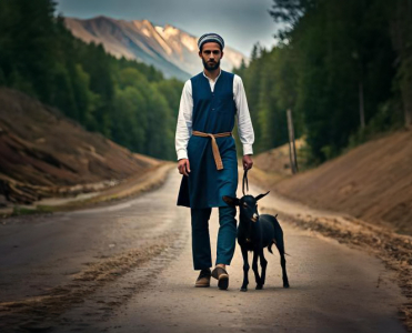 Muslim Man With Goat On a Road Without Watermark And Royalty free Image Download For Free