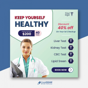 Abstract Medical checkup tests free poster vector template