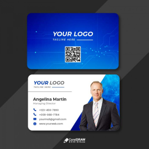 Corporate Cool technology blue business card vector template