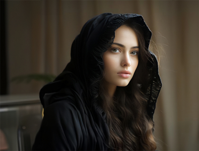 Beautiful Girl portrait Wearing Black Hoddie  Jpeg Download For Free