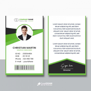 Geometric green eye-catchy professional Id Card template vector