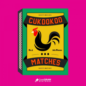 Artistic chicken  vintage colorful matchbox design vector