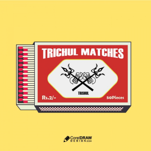 Abstract trishul vintage colorful matchbox design vector