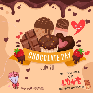 Happy World Chocolate Day 7 July Vector Design Download For Free With Cdr And Eps File