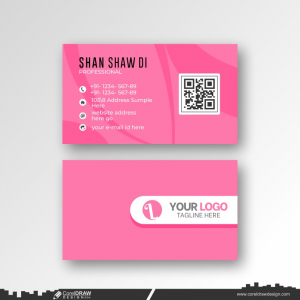 pink business card design vector