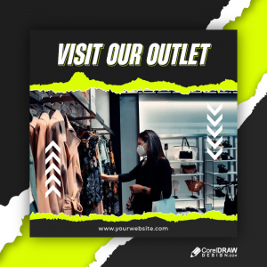 Abstract visit our outlet duotone banner free vector