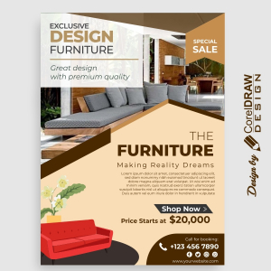 Furniture sale vector template with photo With Cdr file