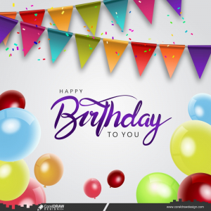 Birthday Background with colorfull balloon cdr vector