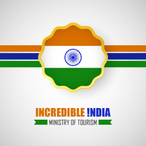 Beautiful  incredible india tourism creative concept vector flag