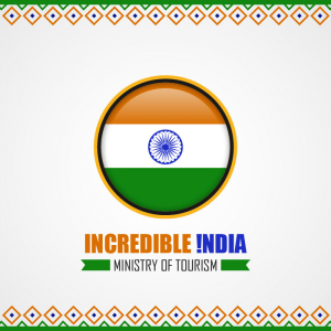 Colorful incredible india tourism creative concept vector flag
