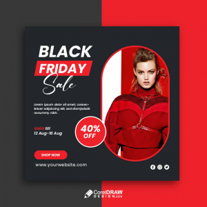 Minimal simple black friday discount sale banner vector