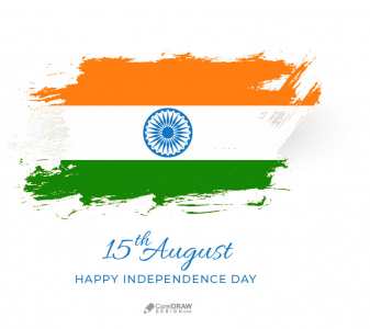 15 AUGUST Brush Stroke india independence day vector free