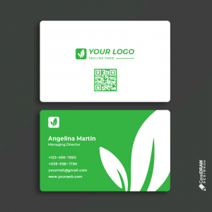 Minimal green nature business card vector template