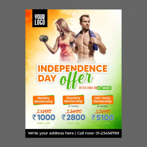 Fitness Gym Banner, Independence day offer banner, flyer, free coreldraw design template