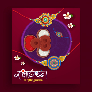 Rakhsha Bandhan Greeting With Beautiful Thali and Rakhi Vector Design Download For Free