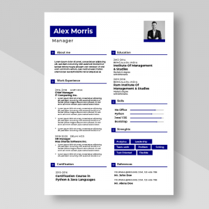 Minimal CV Corporate resume template vector