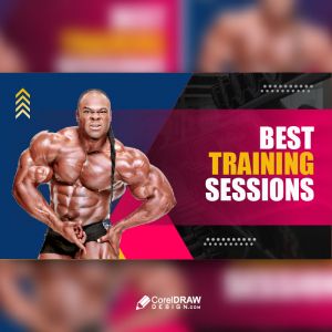 Colorful best gym fitness training banner vector