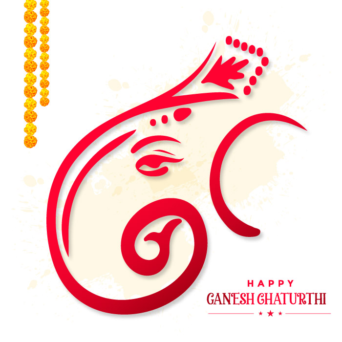 Red god indian ganesh chaturthi festival vector