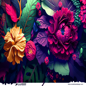 tropical flowers and leaves art floral pattern vector cdr wallpaper
