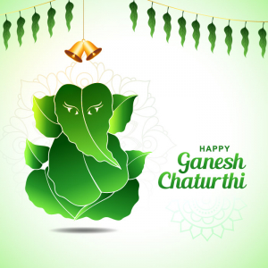 Ganpati on ganesh chaturthi beautiful green leaf vector