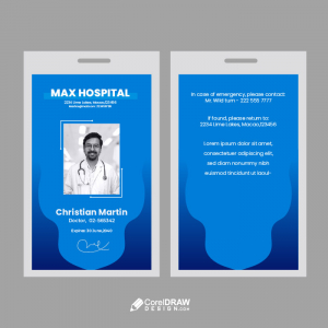 Simple gradient doctor bluehospital id card vector