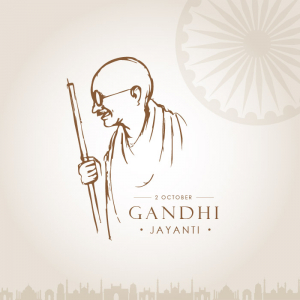 Gandhi Jayanti Background with Indian Flag ashok chakra sketch sillouette vector
