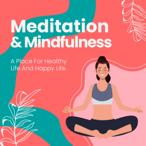 Minimal meditation and mindfulness yoga relaxation centre vector