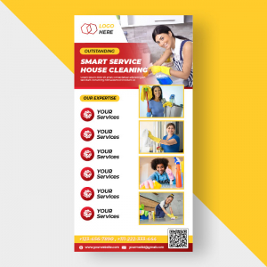 Homecleaning cleaning service standee design rollup banner vector