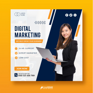 Gradient Digital Marketing Agency Social Media Vector Template