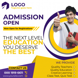 Admission open banner for college, school and institute free vector template banner