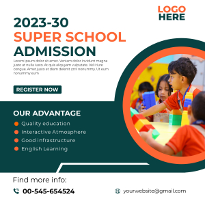 Admission open banner for School, College, Institute free vector template banner