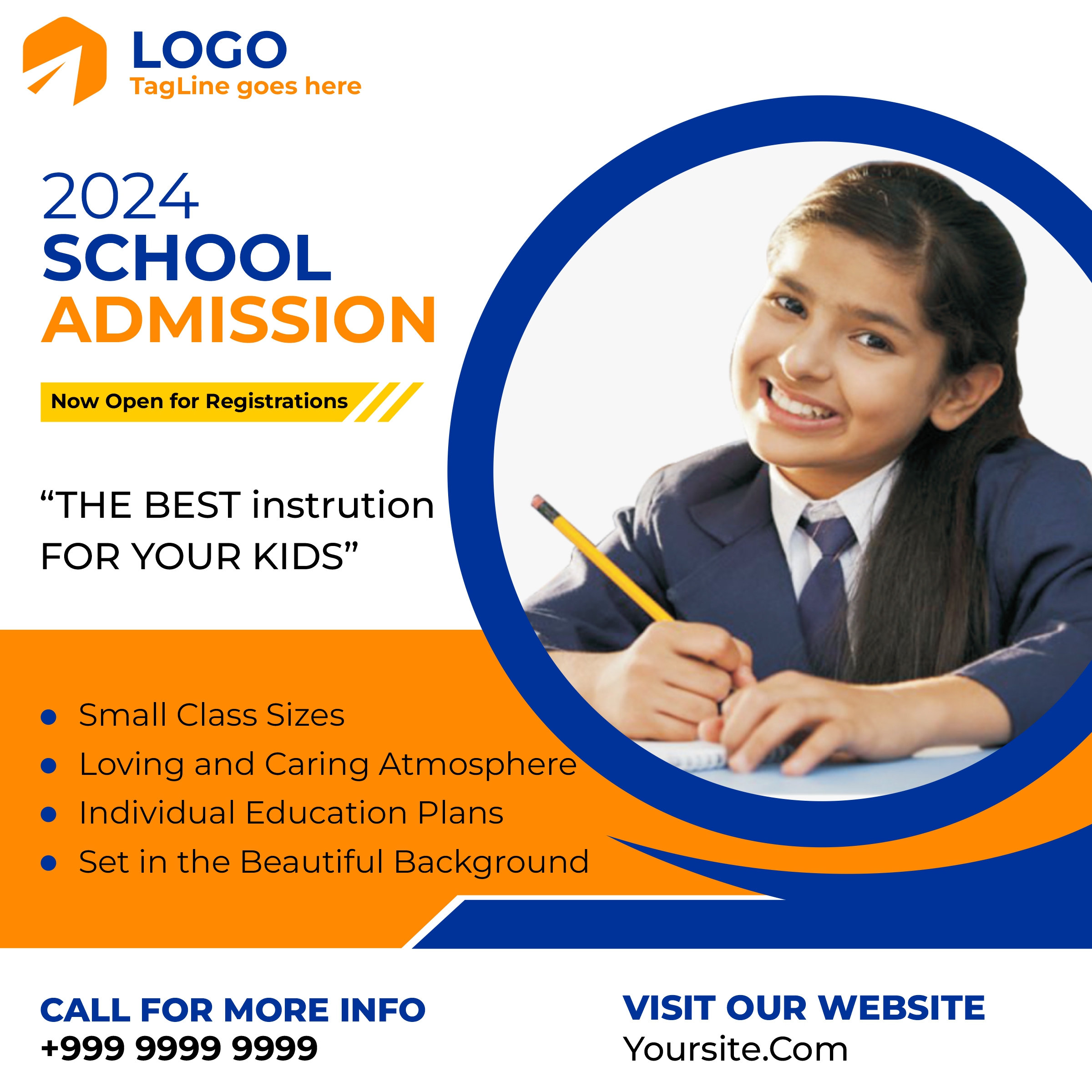 Admission open banner for school, college and institute, free vector template banner