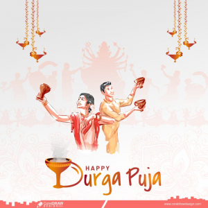 happy durga puja wishing greeting & dhunuchi dance