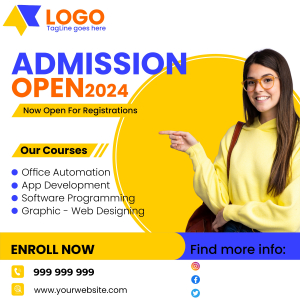 Admission open new banner for School, College, Institute, Social media free vector template banner