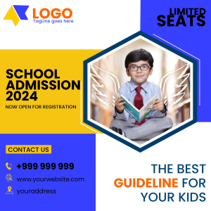 New admission open banner for School, College, Institute, Social media free vector template banner