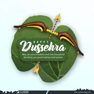 happy dussehra leaf style dussehra vijayadashami vector