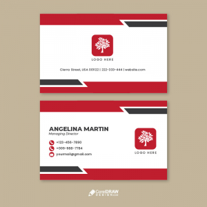 Red and grey minimal business card vector